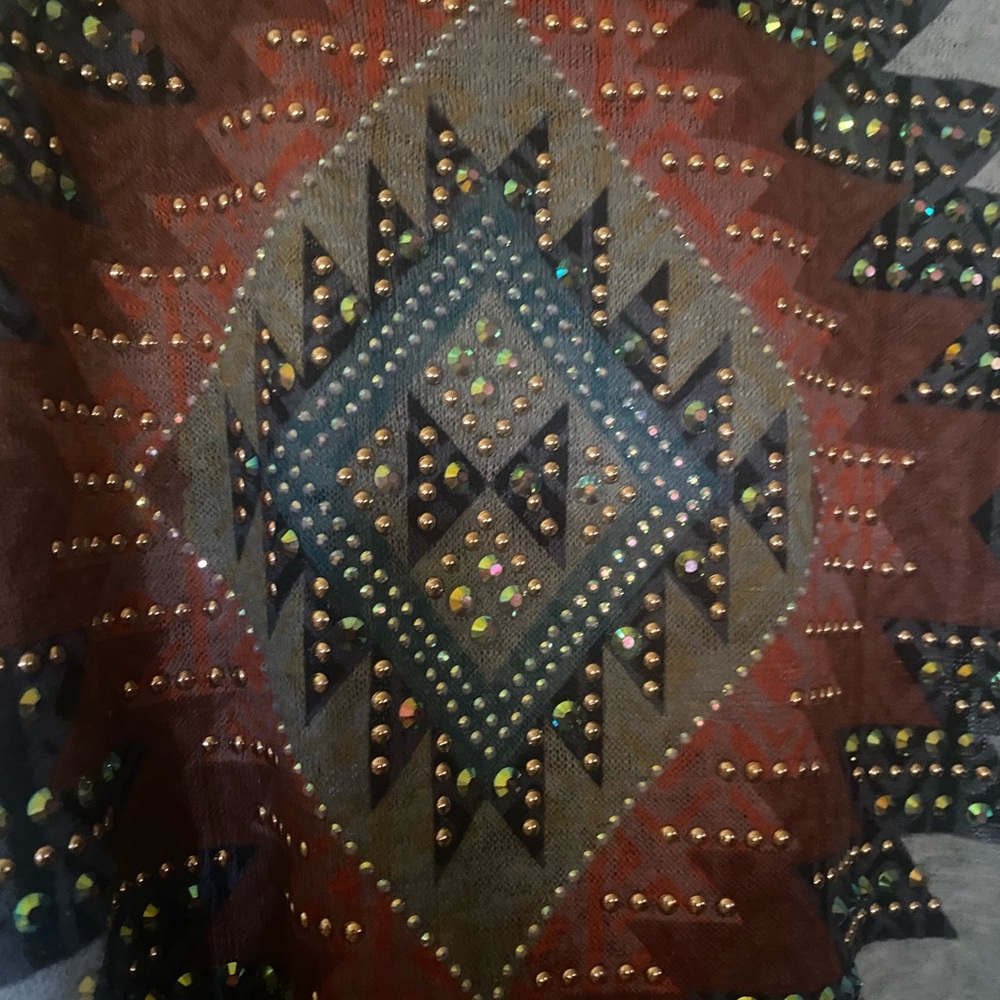 Vocal Aztec open vest cover up with Embellishments - Picture 8 of 9